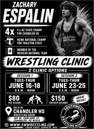 NCWA National Champion Zach Espalin Summer Wrestling Camp Chandler, AZ